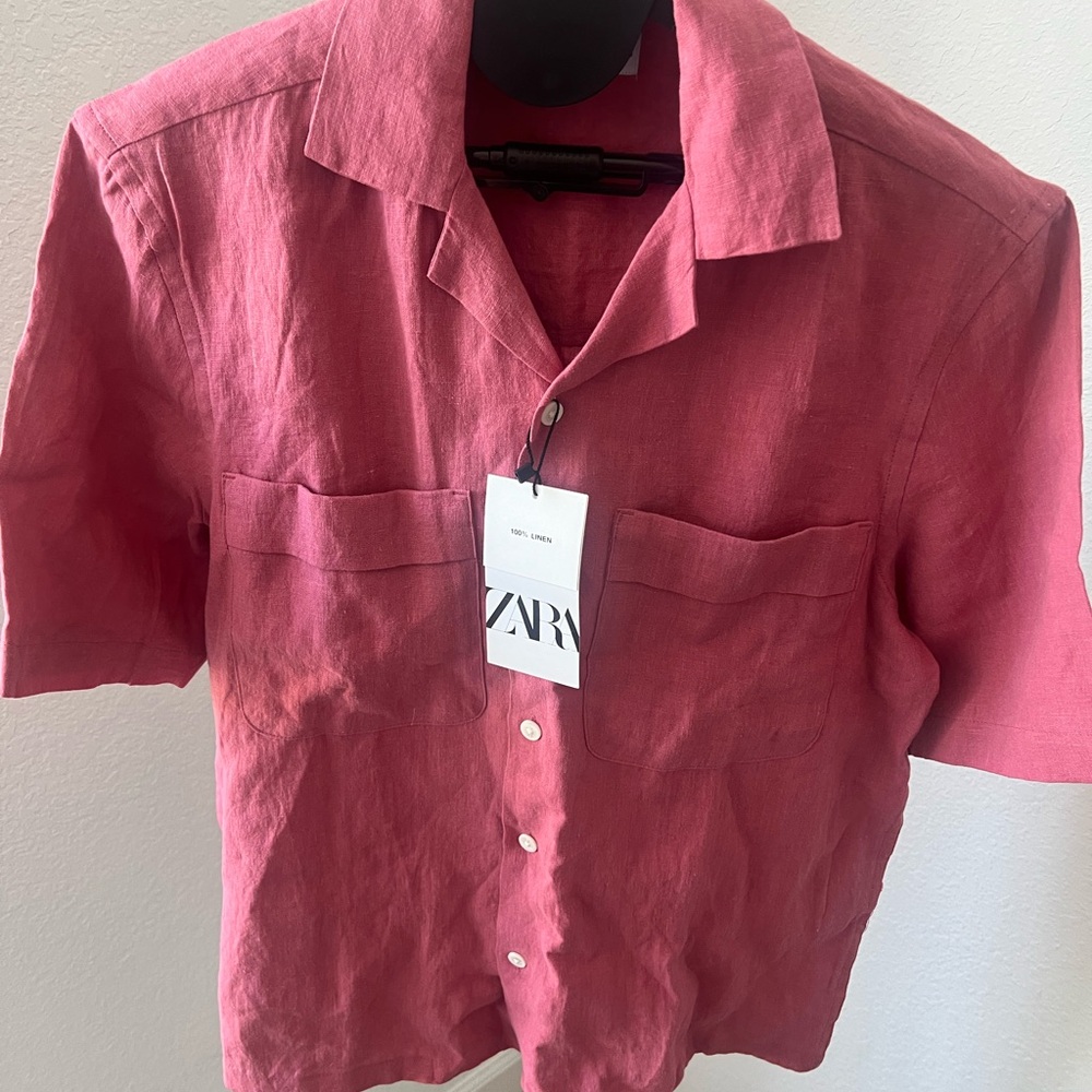 Zara Red Casual Linen shirt